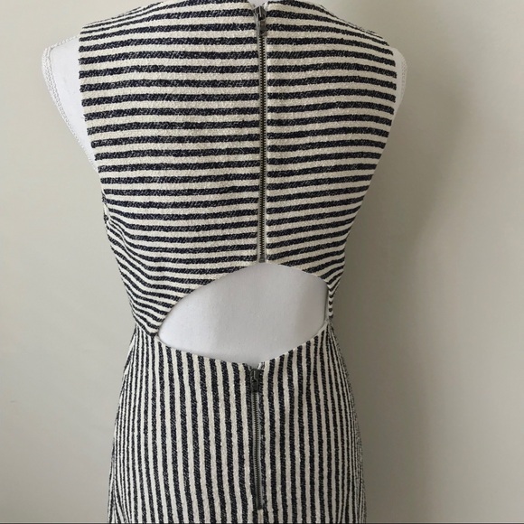 Alice + Olivia Eli Striped Cutout Boatneck Dress - Picture 6 of 6